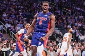 NBA 活塞隊中鋒杜倫（Jalen Duren）對戰騎士完成暴力灌籃